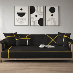Premium Velvet Sofa Cover - Anti Slip - Black