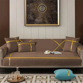 Velvet Sofa Runner with Cushion Covers - Brown