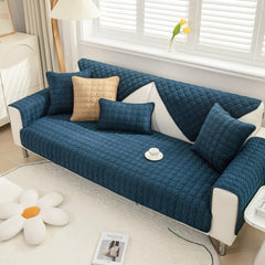 Luxury Quilted Sofa Cover Navy Blue
