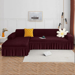 L Shape Turkish Style Bubble Sofa Cover – Maroon