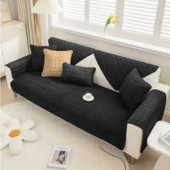 Luxury Quilted Sofa Cover Black