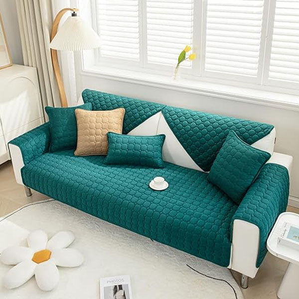 Luxury Quilted Sofa Cover Green