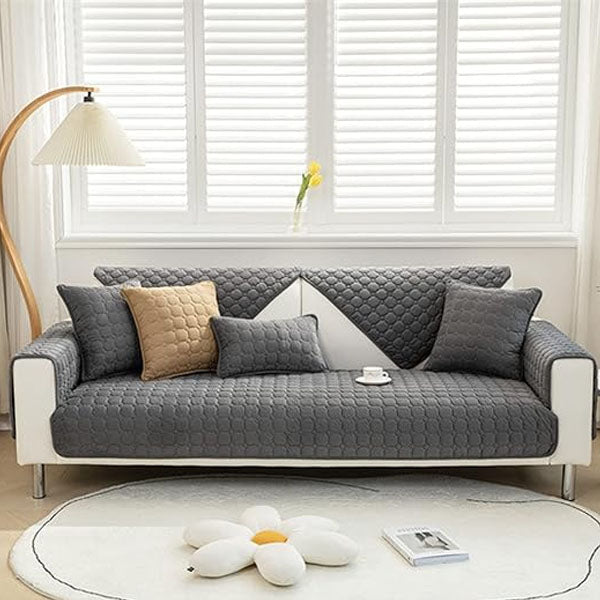 Luxury Quilted Sofa Cover Grey