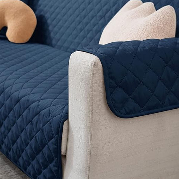 Ultrasonic Quilted Sofa Cover Navy Blue