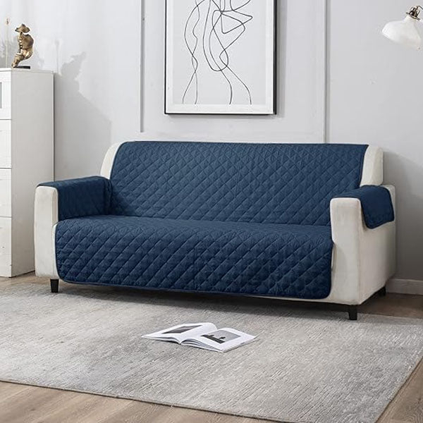 Ultrasonic Quilted Sofa Cover Navy Blue