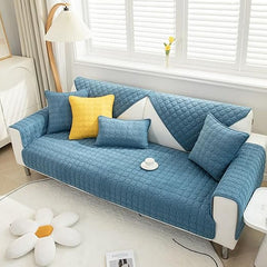 Luxury Quilted Sofa Cover Sea Blue