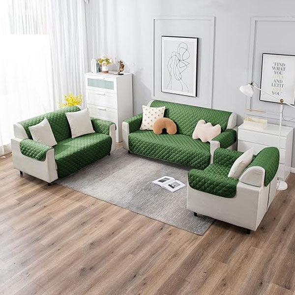 Ultrasonic Quilted Sofa Cover Green