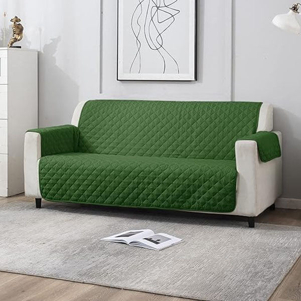 Ultrasonic Quilted Sofa Cover Green