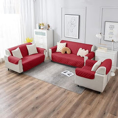 Ultrasonic Quilted Sofa Cover Red