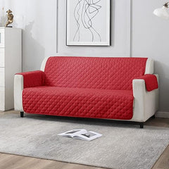 Ultrasonic Quilted Sofa Cover Red