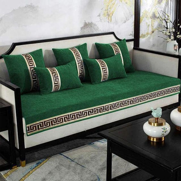 Velvet Sofa Covers Splendid with Cushion Covers Green