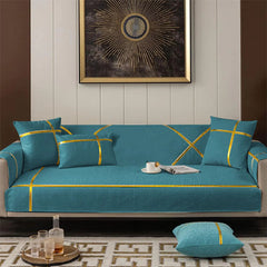 Velvet Sofa Runner with Cushion Covers - Teal